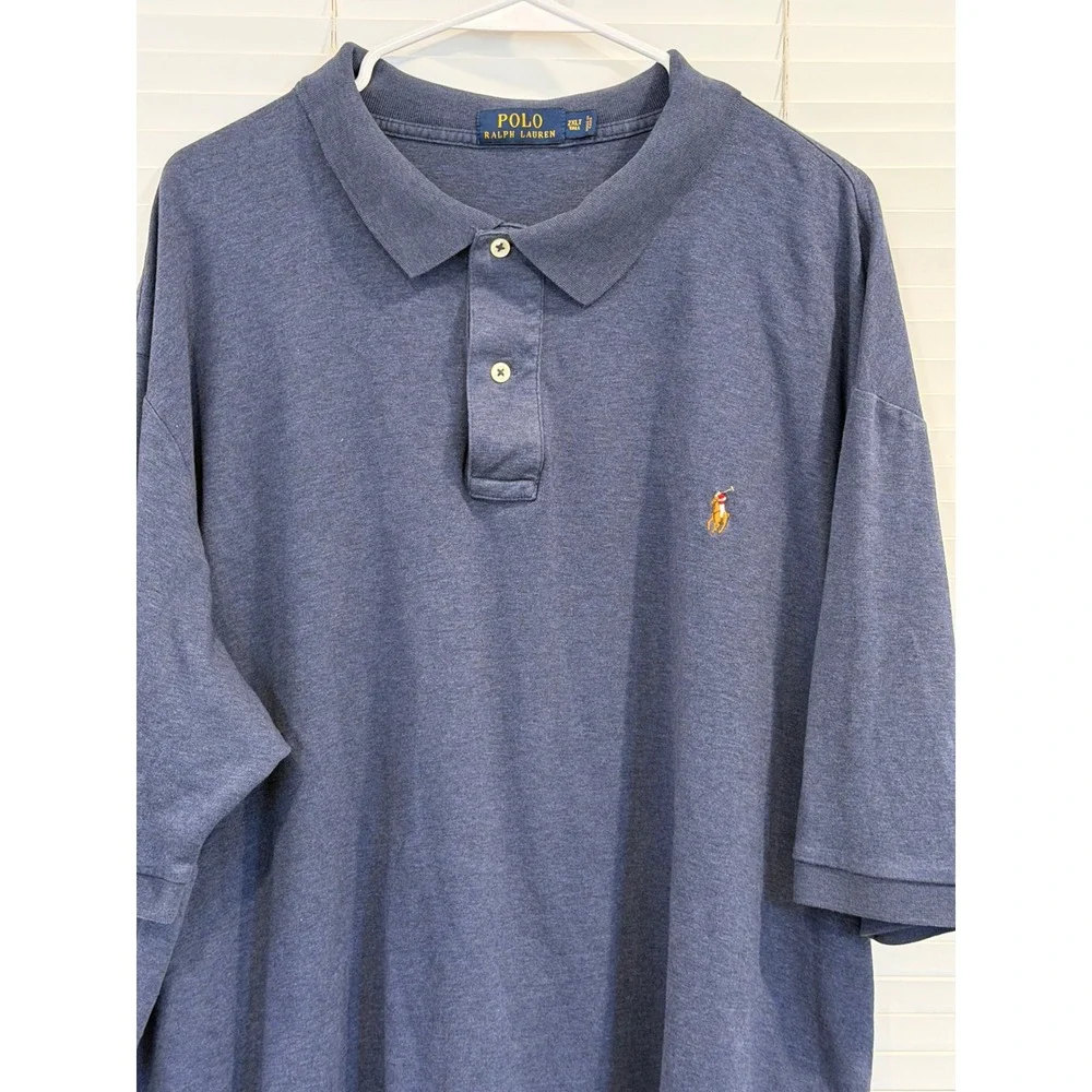 Polo Ralph Lauren Mens 2XLT Tall Blue Cotton Short Sleeve Logo Polo Shirt